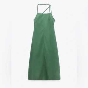 Zara Green Linen Dress, XS